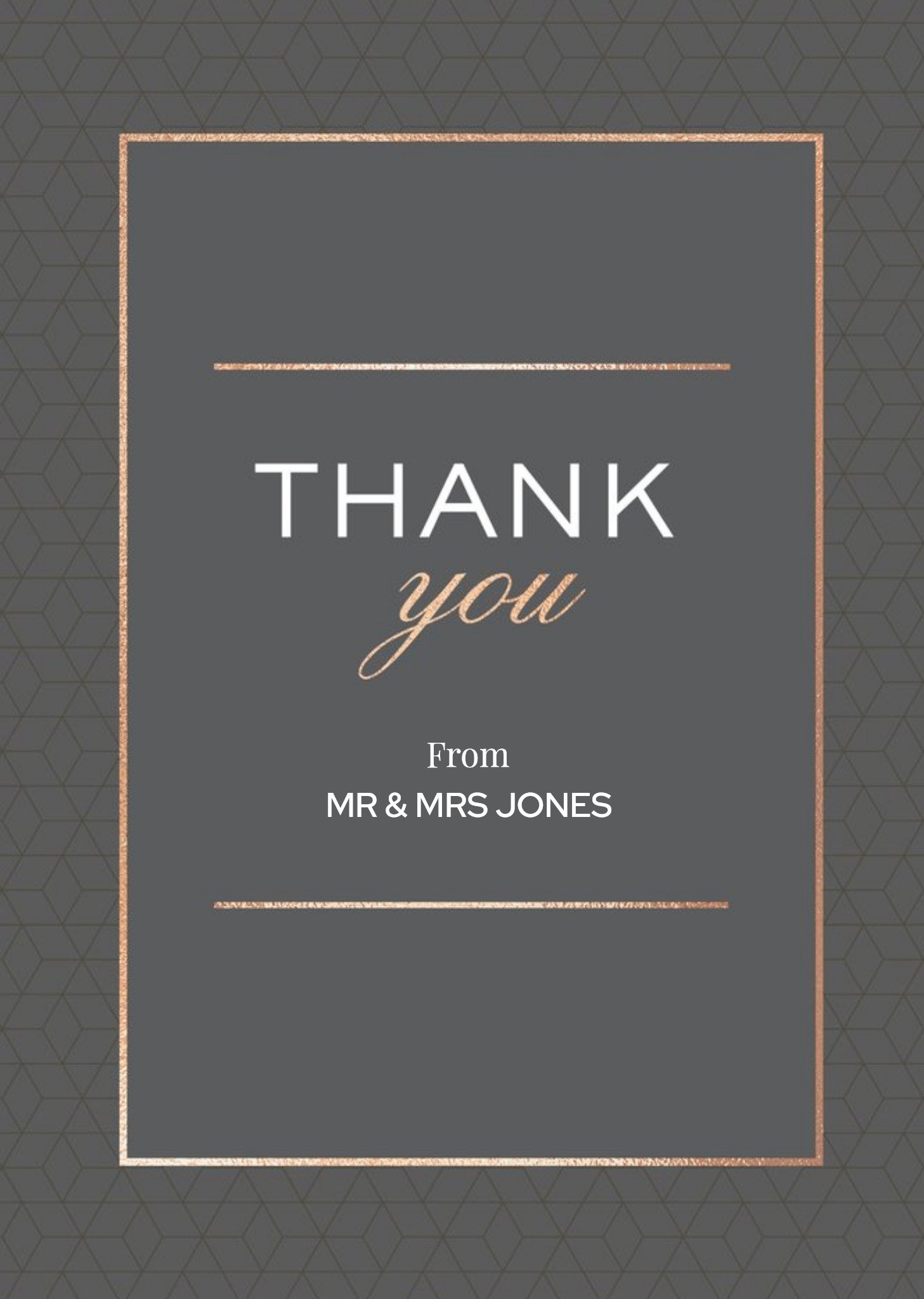 Moonpig Geometric Pattern Graphic Typographic Wedding Thank You Card