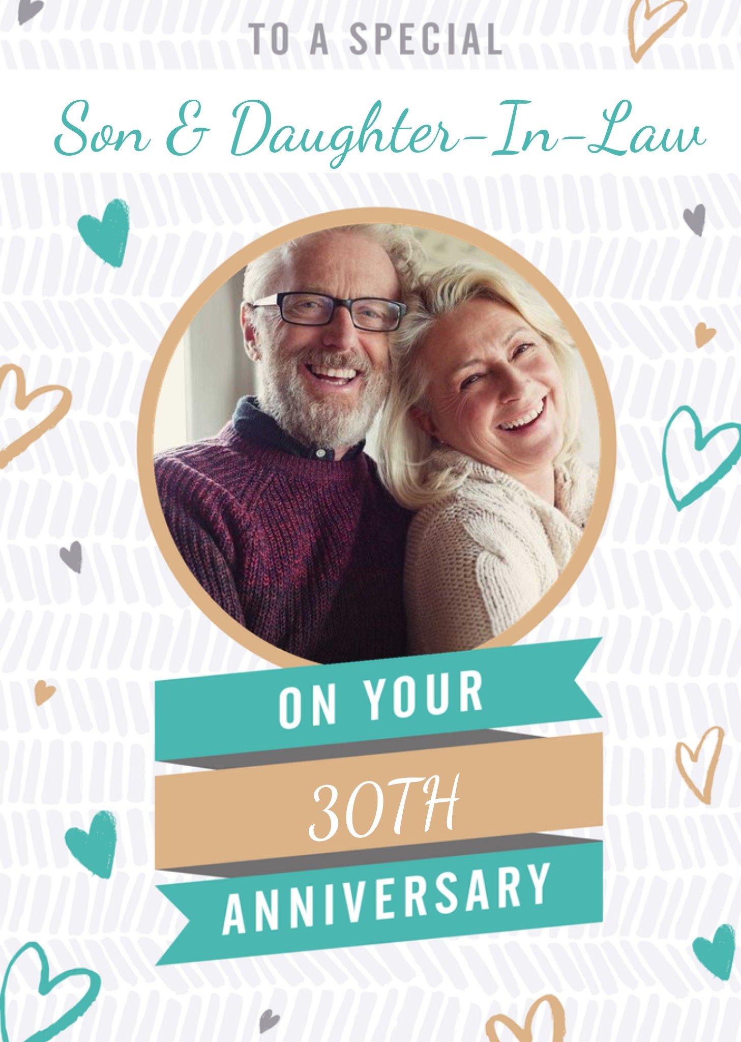 Moonpig Circular Photo Frames Surrounded By Hearts On Your Anniversary Photo Upload Card