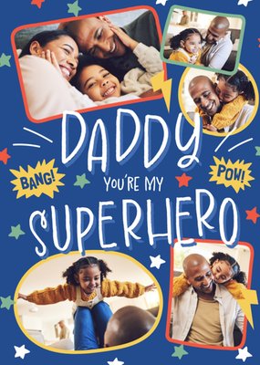 Rainbow Party Daddy You're My Superhero Father's Day Photo Upload Card