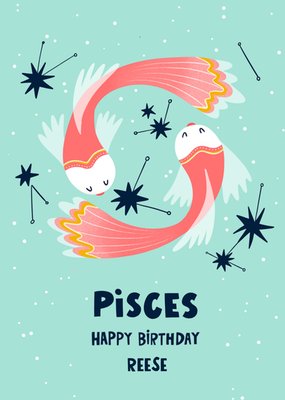 Star Sign Pisces Birthday Card