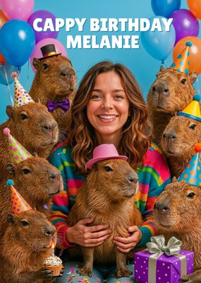 Cappy Birthday Fun Capybara Photo Upload Card