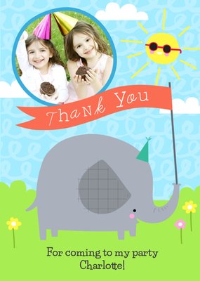 Baby Elephant Thanks For Coming To My Party Card