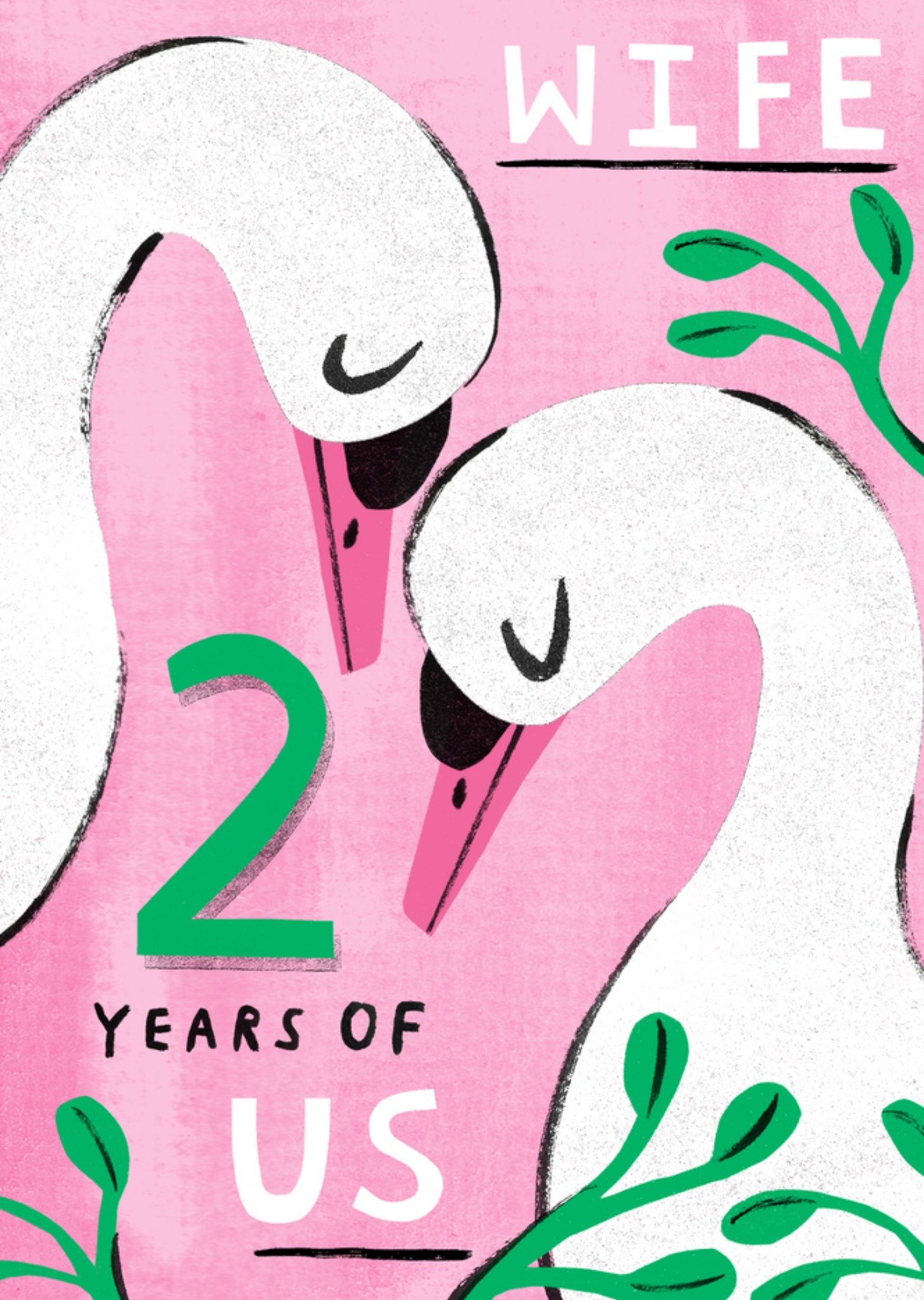 Moonpig Wife 2 Years Of Us Swan Illustrated Anniversary Card