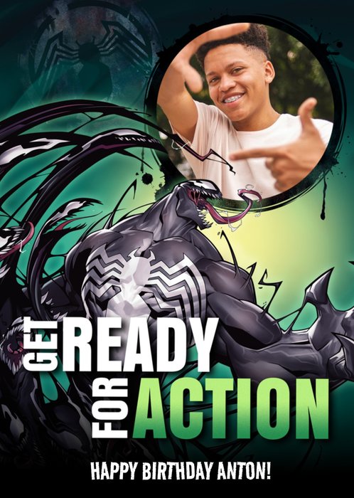 Marvel Venom Get Ready For Action Photo Upload Birthday Card