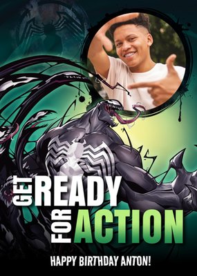 Marvel Venom Get Ready For Action Photo Upload Birthday Card