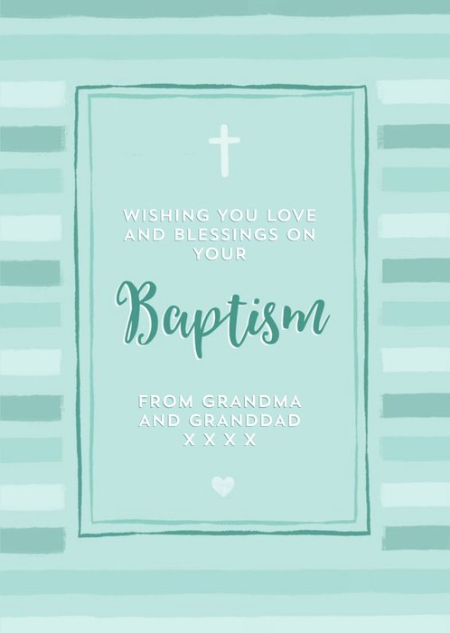 Green Baptism Cross Typographic Card