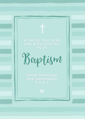 Green Baptism Cross Typographic Card