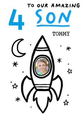 Pigment 30K Illustration Four Space Rocket Birthday Card