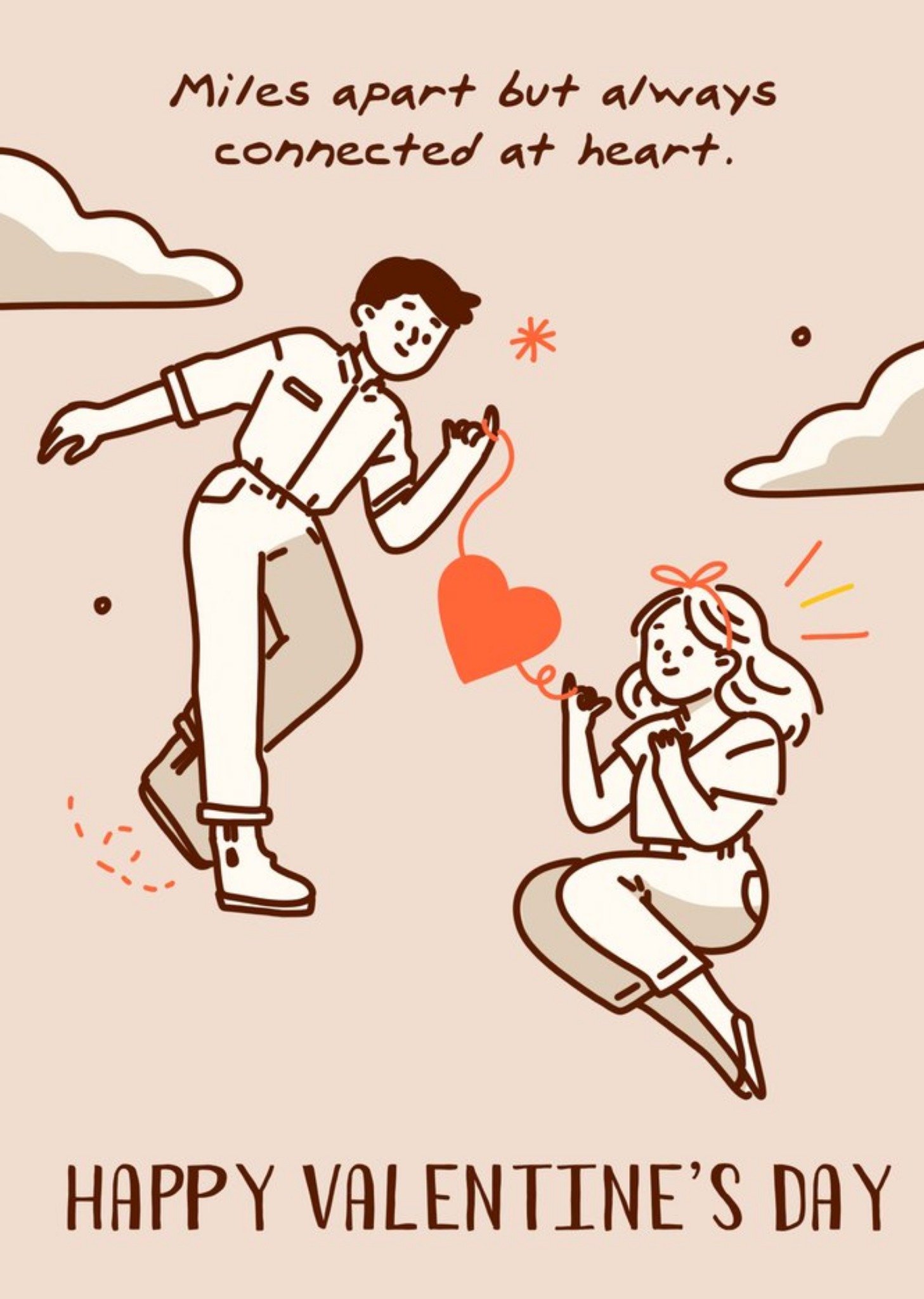 Moonpig Illustrated Miles Apart Valentine's Card