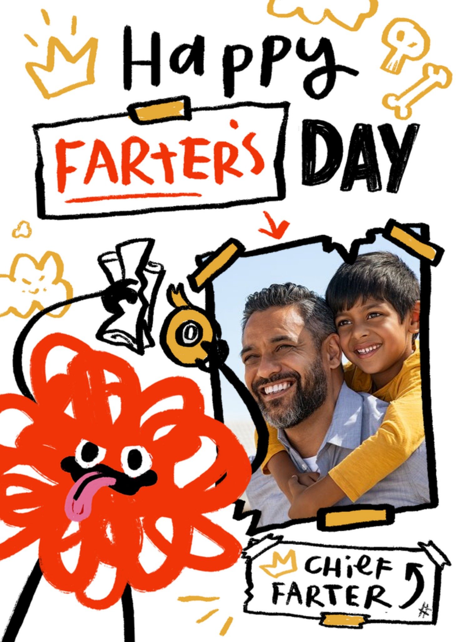Moonpig Chaotika Bright Fun Scribble Monsters Happy Farter's Day Card