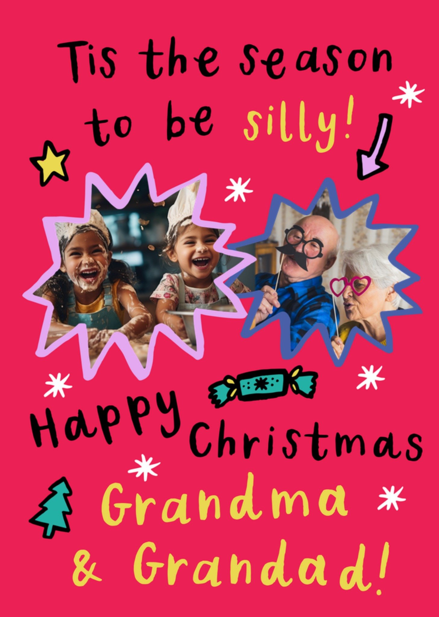 Moonpig Season To Be Silly Photo Upload Grandma & Grandad Christmas Card