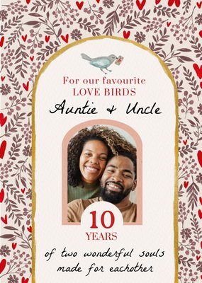 Our Favourite Love Birds 10 Years Photo Upload Anniversary Card