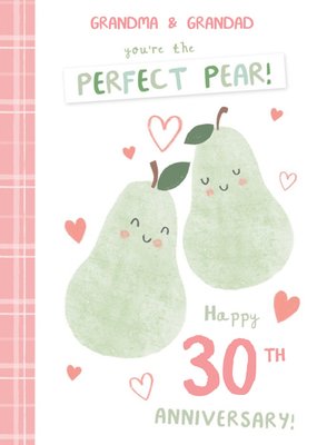 Millicent Venton Illustrated 30th Anniversary Cute Pear Card