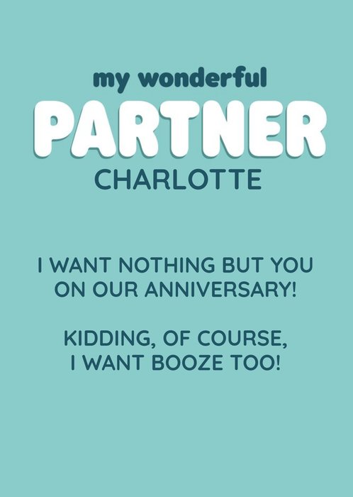 Typographic Partner Editable Anniversary Card