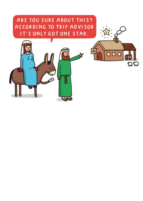 Nativity One Star Rating Funny Illustrated Christmas Card