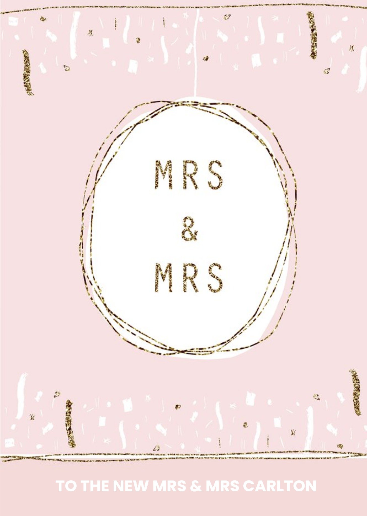 Moonpig Pink And Gold Confetti Mrs And Mrs Personalised Wedding Card