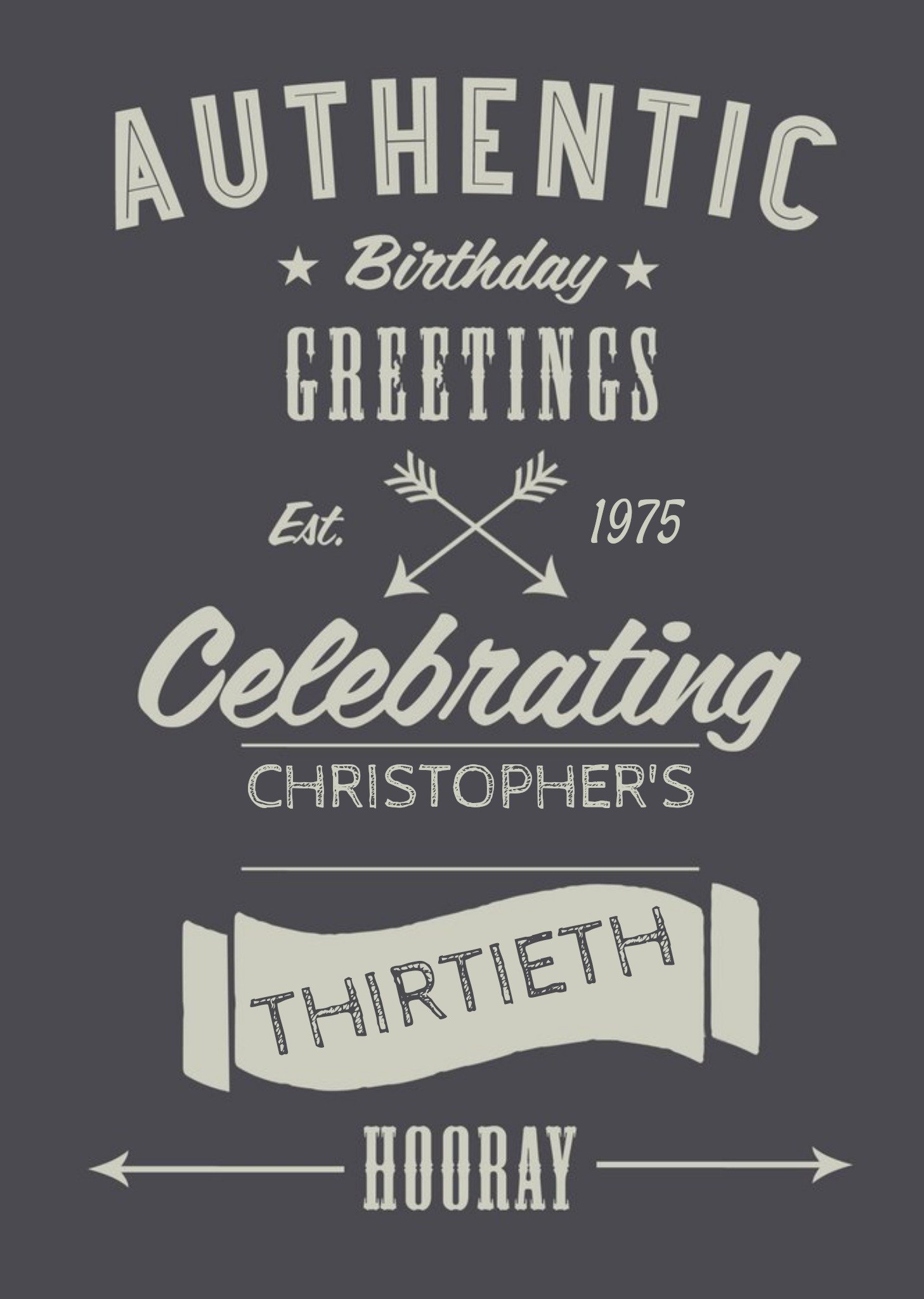 Moonpig Authentic 30th Birthday Personalised Greetings Card