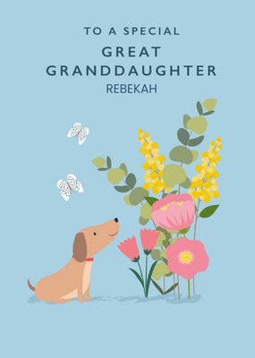 Klara Hawkins Cute Animal Floral Great Granddaughter Card