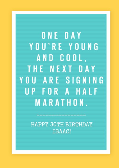 Funny Typographic Half Marathon Birthday Card