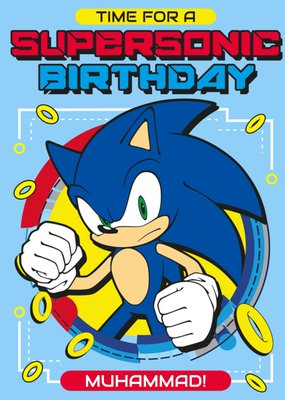 Sonic The Hedgehog Time For A Supersonic Birthday Illustrated Card