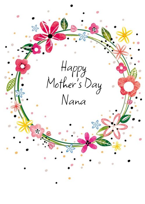 Floral Wreath Personalised  Mother's Day Nana Card