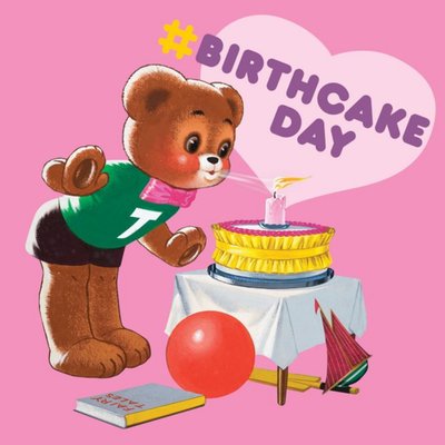 Funny birthday card - retro teddy bear