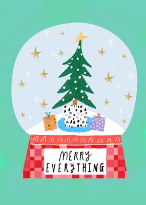 Merry Everything Illustrated Snow Globe Christmas Card