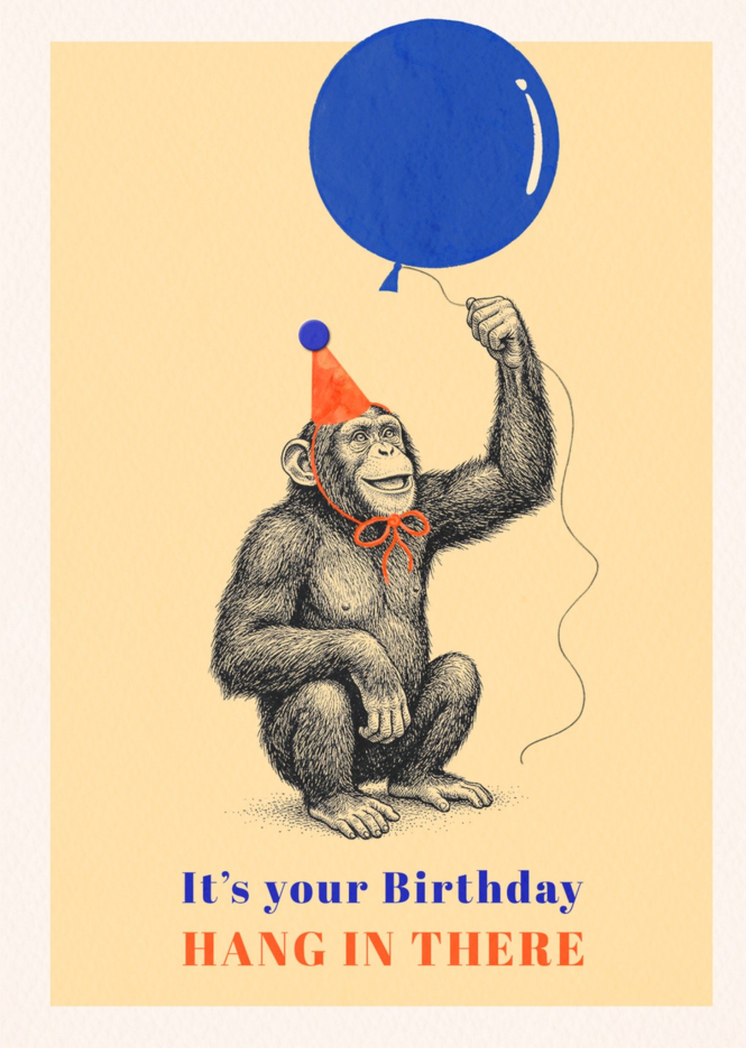 Moonpig It's Your Birthday Hang In There Illustrated Monkey Card