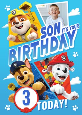 Paw Patrol Son's Photo Upload Birthday Card