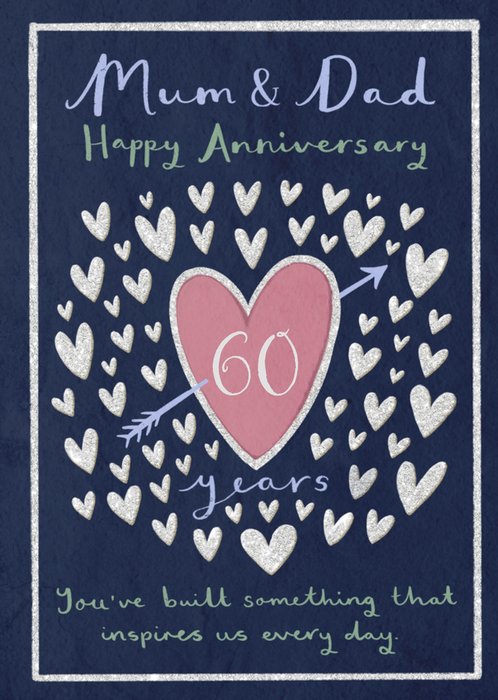 Mum And Dad 60 Years Happy Anniversary Illustrated Card