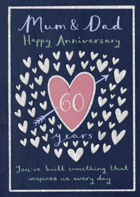 Mum And Dad 60 Years Happy Anniversary Illustrated Card