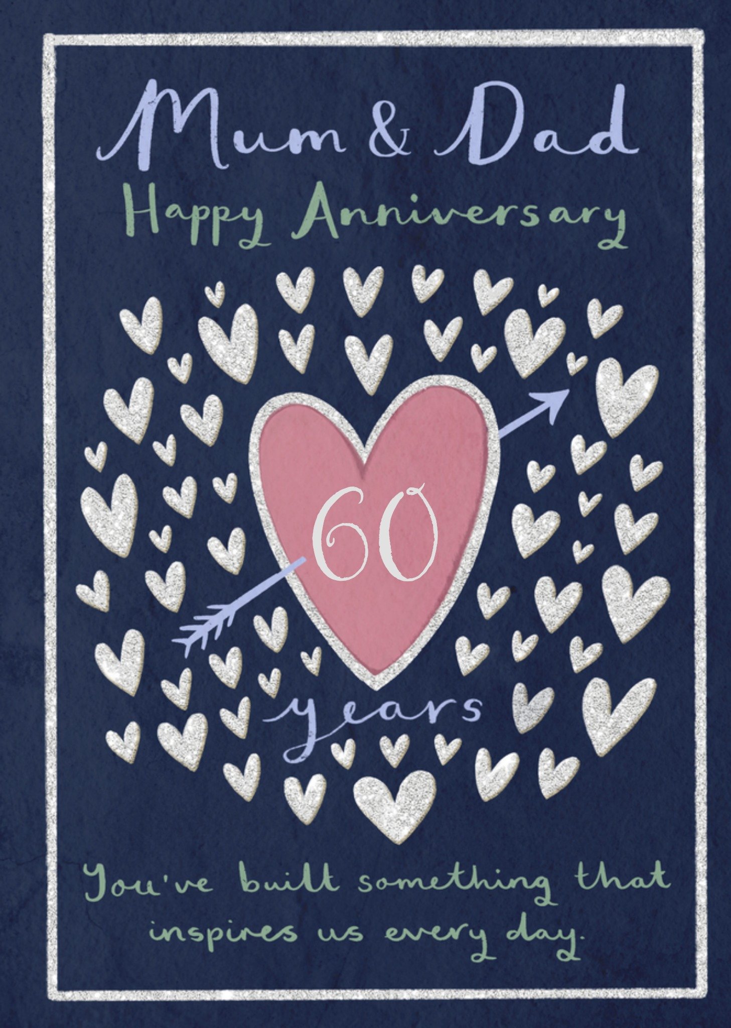 Moonpig Mum And Dad 60 Years Happy Anniversary Illustrated Card