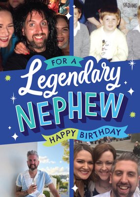 Legendary Nephew Collage Photo Upload Birthday Card