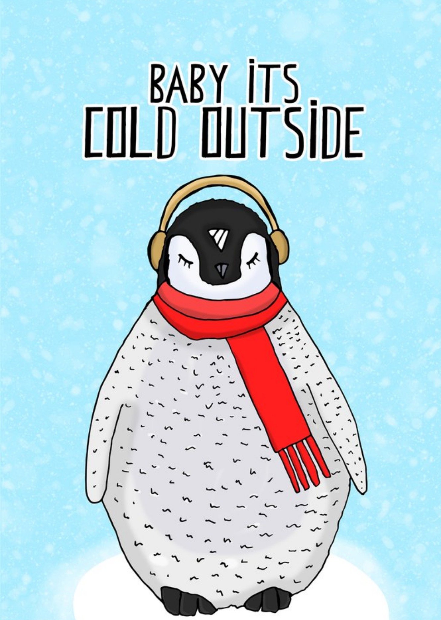 Moonpig Baby It's Cold Outside Penguin Illustration Christmas Card