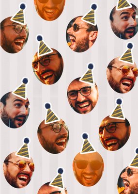Party Hats Illustrated Photo Upload Card