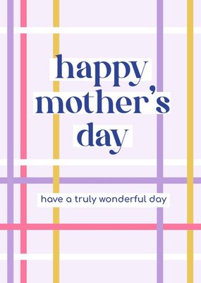 Abstract Horizonal And Vertical Stripes Of Colour On A Purple Background Mother's Day Card