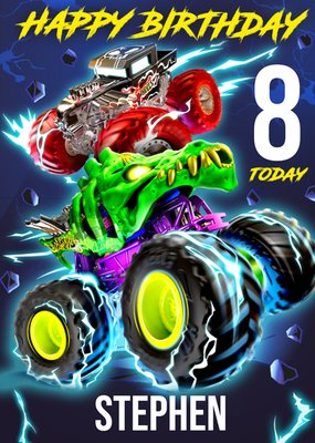 Hot Wheels Monster Trucks 8 Today Birthday Card