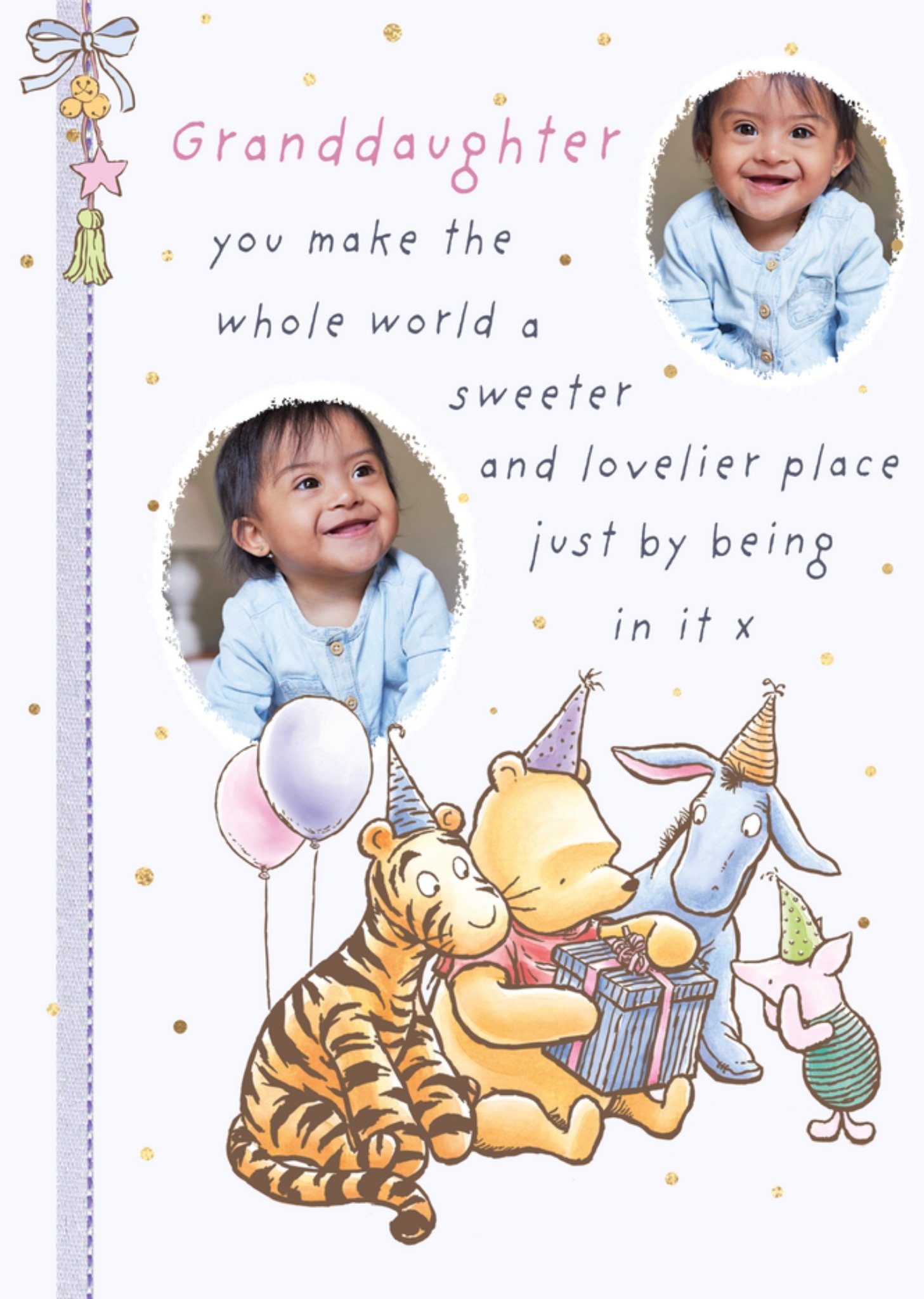 Moonpig Lovelier Place Disney Winnie The Pooh Illustrated Photo Upload Granddaughter Birthday Card