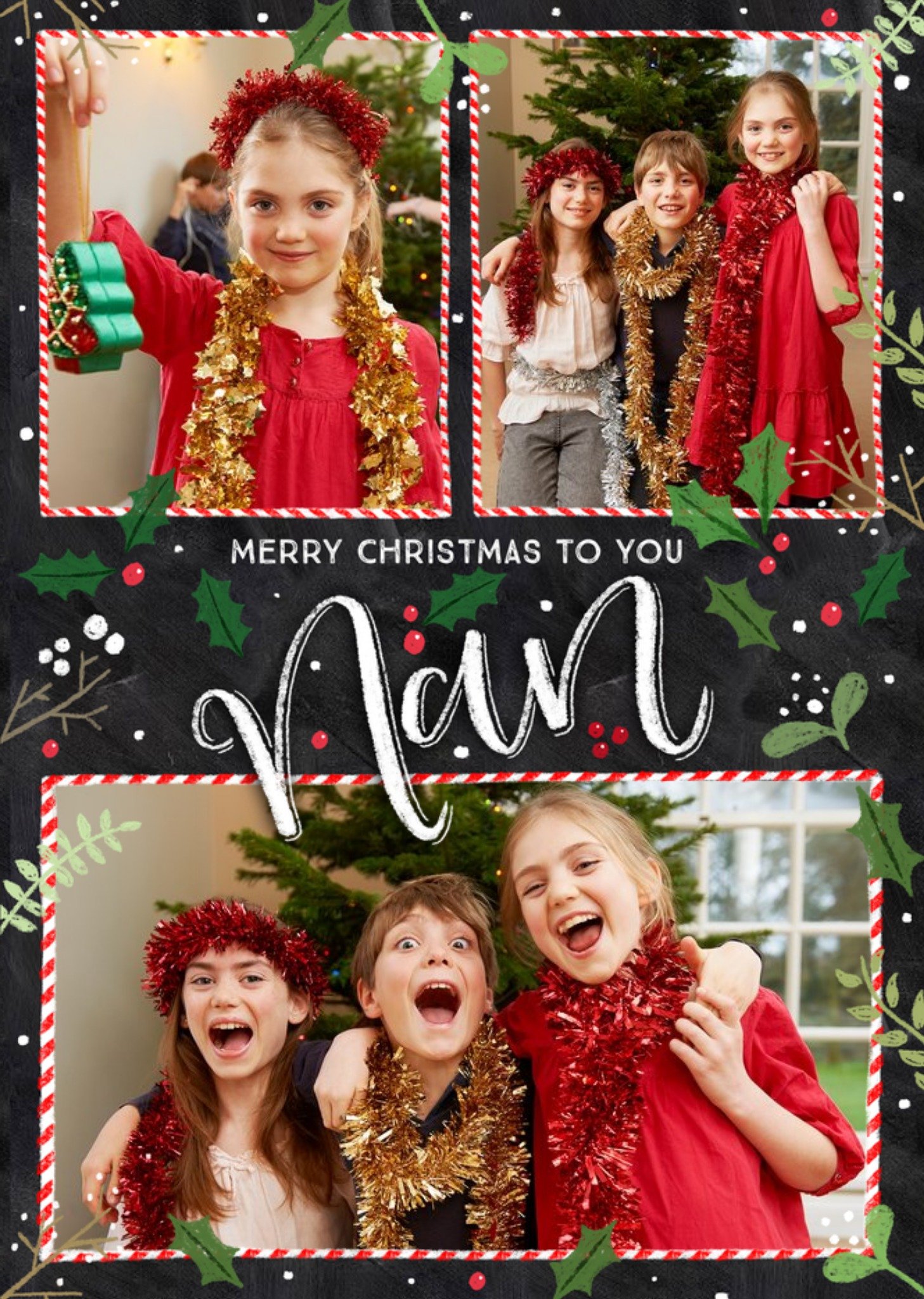 Moonpig Chalkboard Photo Upload Christmas Card Merry Christmas To You Nan