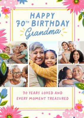 Happy 70th Birthday Grandma Photo Upload Card