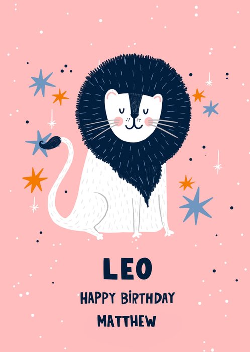 Star Sign Leo Birthday Card