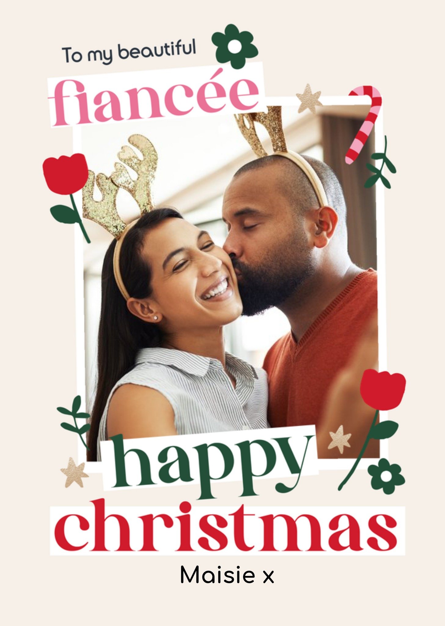 Moonpig To My Beautiful Fiancee Photo Upload Christmas Card