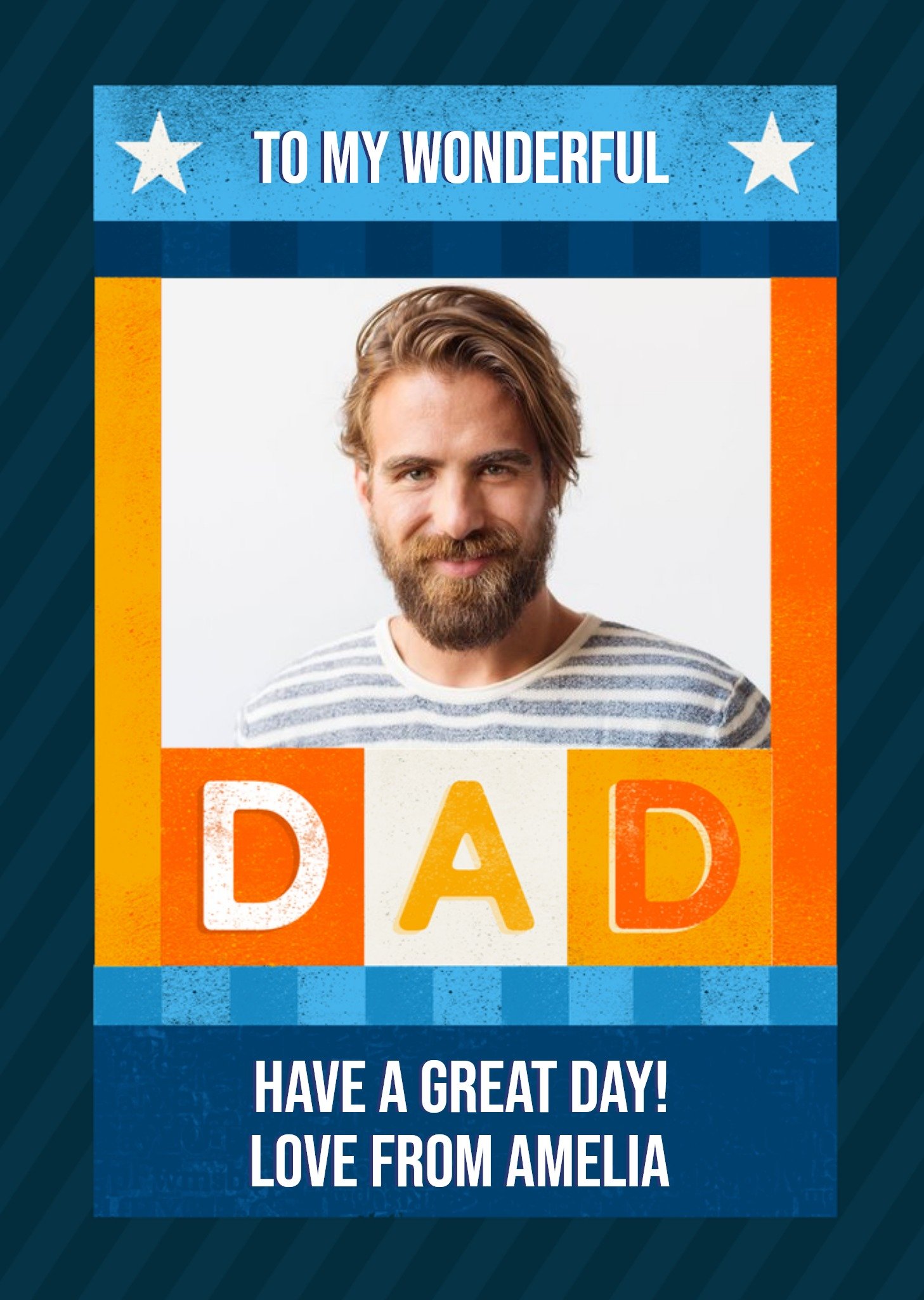 Moonpig Colourful Geometric Design Dad's Birthday Photo Upload Card