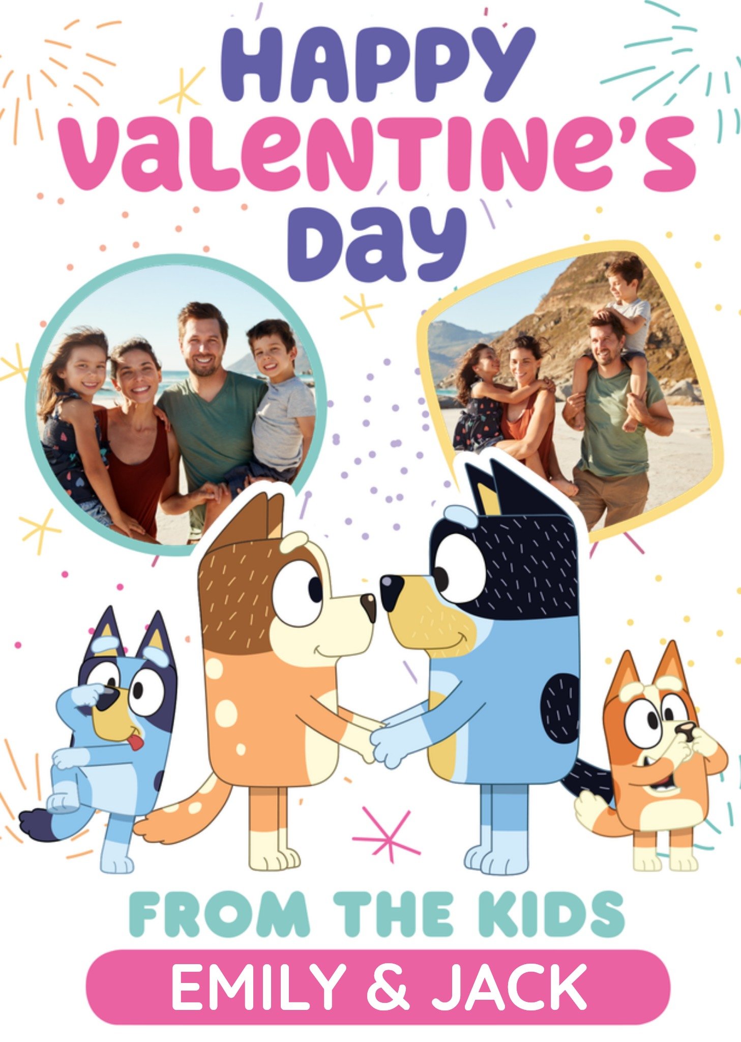 Bbc Bluey Happy Valentine's Day From The Kids Photo Upload Card