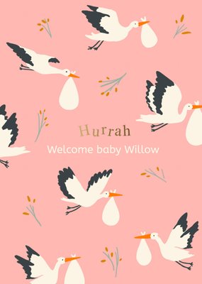 Hurrah Welcome Baby Illustrated New Baby Card