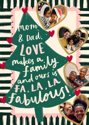 Love Makes A Family Photo Upload Mom and Dad Christmas Card