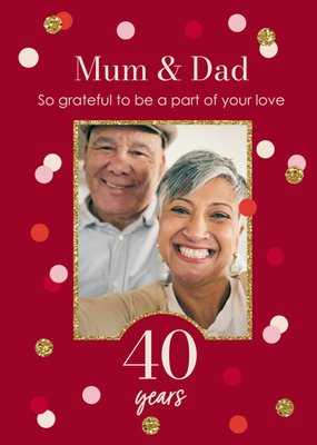 Mum And Dad 40 Years Photo Upload Anniversary Card