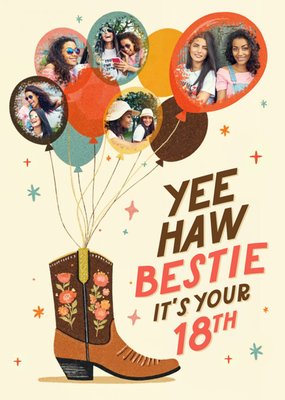 Yee Haw Bestie It’s Your 18th Photo Upload Birthday Card