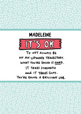 Angela Chick Empathy it's ok, it's hard but you are strong Sobriety Sober Teetotal Postcard