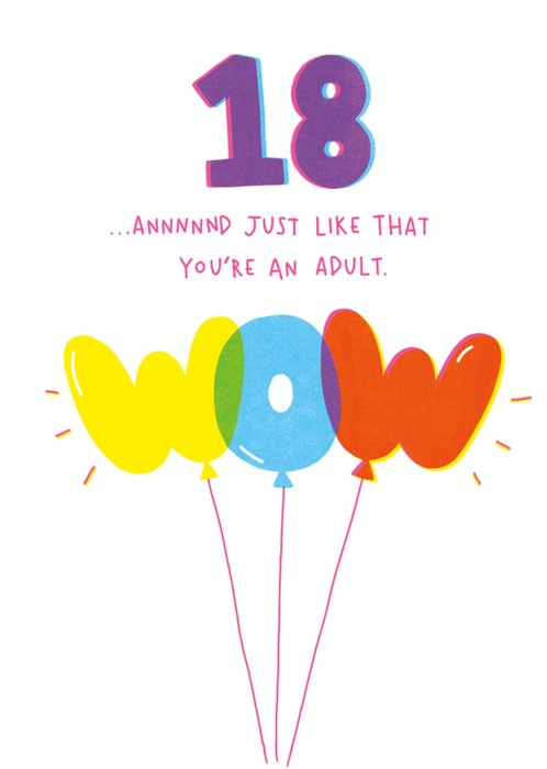 Just Like That You're An Adult 18th Birthday Balloon Card